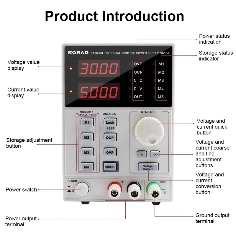 Programmable Dc Power Supply 30V 10A - KA3010P 30 В 10 А KA3010D